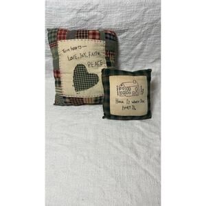 Primitive Country‎ Patchwork Decorative Pillows Set of 2 Rustic Farmhouse Decor